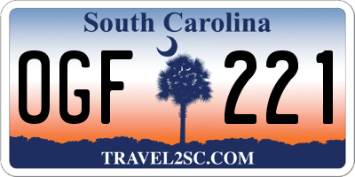 SC license plate OGF221