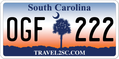 SC license plate OGF222