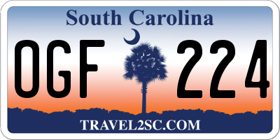 SC license plate OGF224