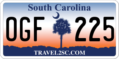SC license plate OGF225