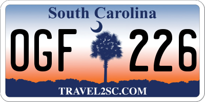 SC license plate OGF226
