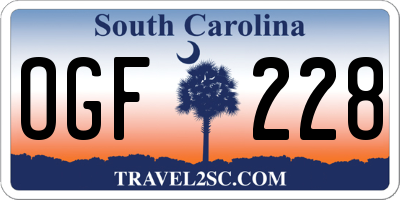 SC license plate OGF228