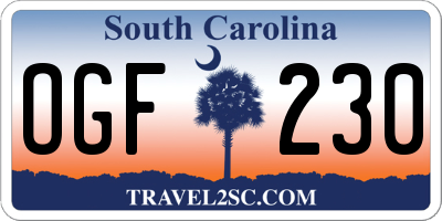 SC license plate OGF230