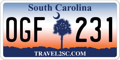 SC license plate OGF231