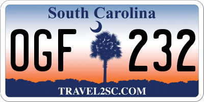 SC license plate OGF232