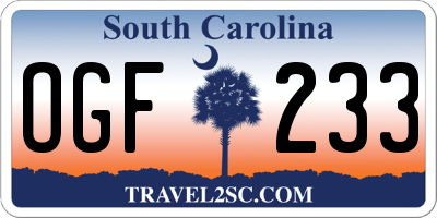 SC license plate OGF233