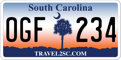 SC license plate OGF234
