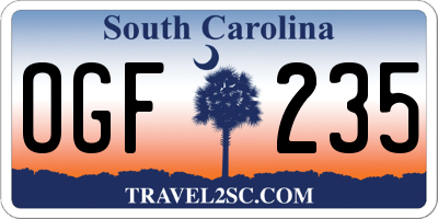 SC license plate OGF235