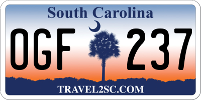 SC license plate OGF237