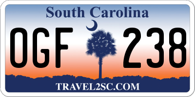 SC license plate OGF238