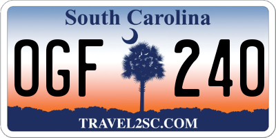 SC license plate OGF240