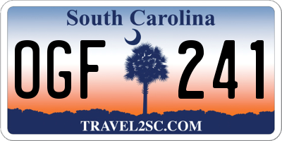 SC license plate OGF241