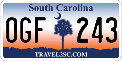 SC license plate OGF243