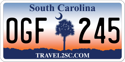SC license plate OGF245