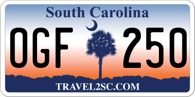 SC license plate OGF250