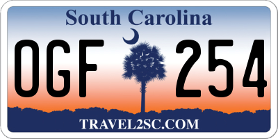 SC license plate OGF254