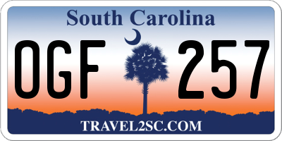 SC license plate OGF257