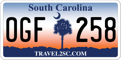 SC license plate OGF258