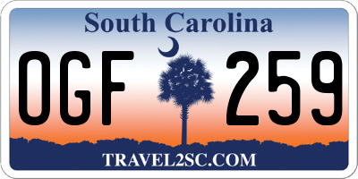 SC license plate OGF259