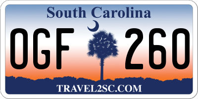 SC license plate OGF260