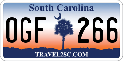 SC license plate OGF266