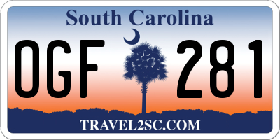 SC license plate OGF281