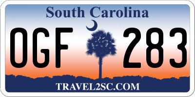 SC license plate OGF283