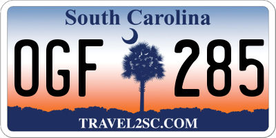 SC license plate OGF285