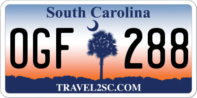 SC license plate OGF288