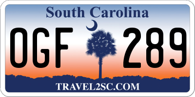 SC license plate OGF289