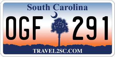SC license plate OGF291