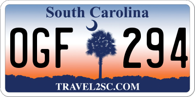 SC license plate OGF294
