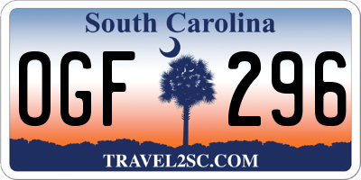 SC license plate OGF296