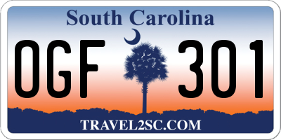 SC license plate OGF301