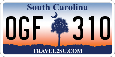 SC license plate OGF310