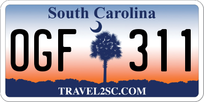 SC license plate OGF311