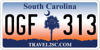 SC license plate OGF313