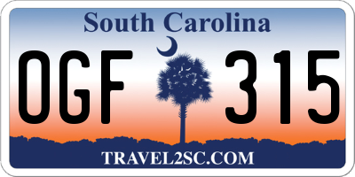 SC license plate OGF315