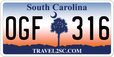 SC license plate OGF316