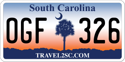 SC license plate OGF326