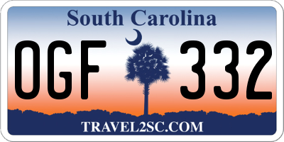 SC license plate OGF332