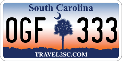 SC license plate OGF333