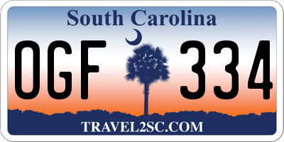 SC license plate OGF334