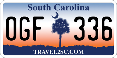 SC license plate OGF336
