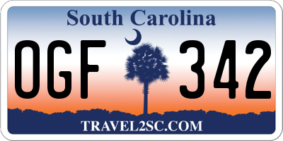 SC license plate OGF342
