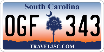 SC license plate OGF343