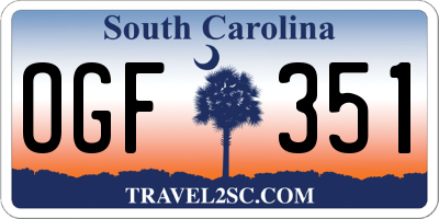 SC license plate OGF351