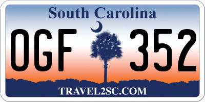 SC license plate OGF352