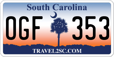 SC license plate OGF353