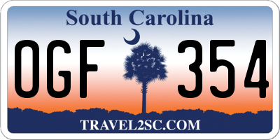 SC license plate OGF354